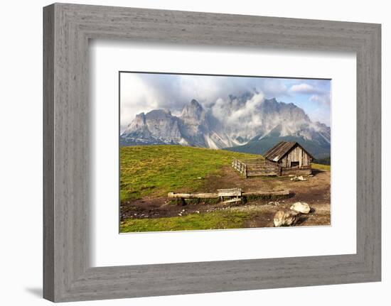 Dolomites With Chalet Italy-null-Framed Art Print