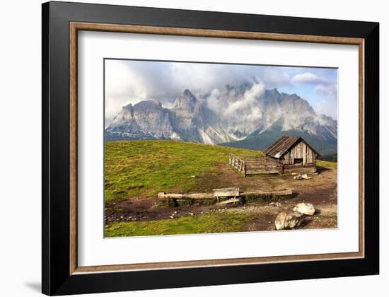 Dolomites With Chalet Italy-null-Framed Art Print