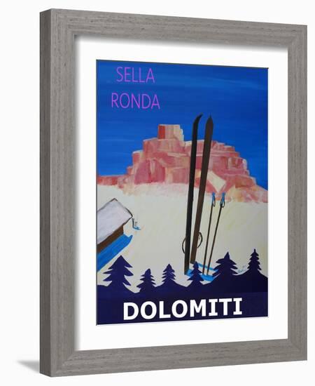 Dolomiti Sella Ronda Retro Ski Poster-Markus Bleichner-Framed Art Print