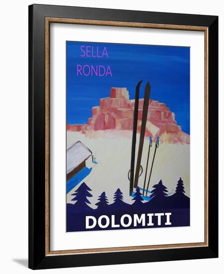 Dolomiti Sella Ronda Retro Ski Poster-Markus Bleichner-Framed Art Print