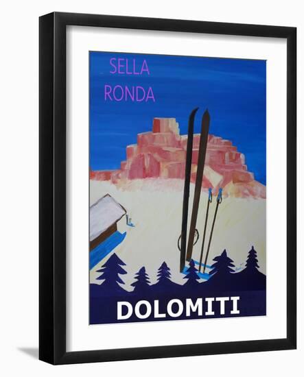 Dolomiti Sella Ronda Retro Ski Poster-Markus Bleichner-Framed Art Print