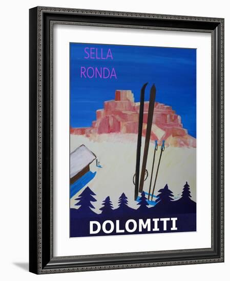 Dolomiti Sella Ronda Retro Ski Poster-Markus Bleichner-Framed Art Print