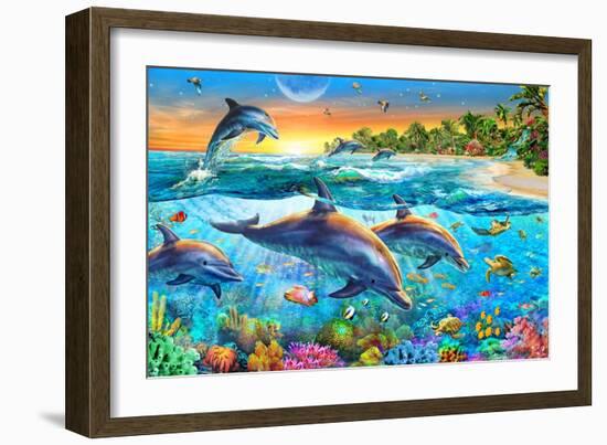 Dolphin Bay-Adrian Chesterman-Framed Premium Giclee Print