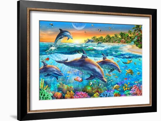 Dolphin Bay-Adrian Chesterman-Framed Premium Giclee Print