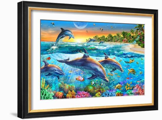 Dolphin Bay-Adrian Chesterman-Framed Premium Giclee Print