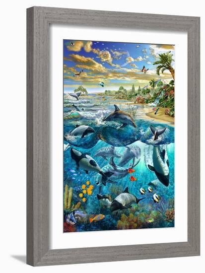 Dolphin Beach-Adrian Chesterman-Framed Art Print