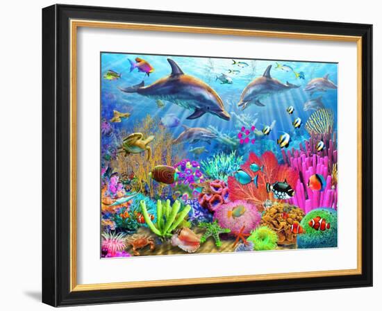 Dolphin Coral Reef-Adrian Chesterman-Framed Art Print