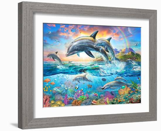 Dolphin Family-Adrian Chesterman-Framed Art Print