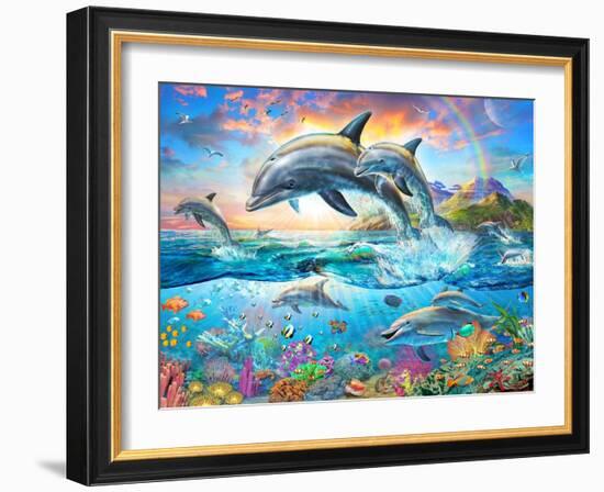 Dolphin Family-Adrian Chesterman-Framed Art Print