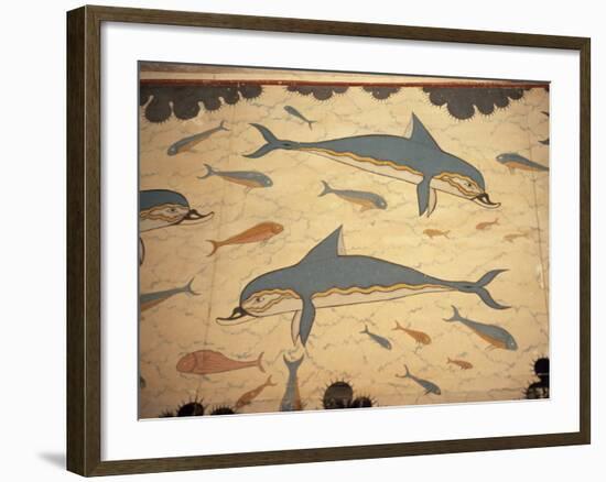 Dolphin Fresco, Knossos, Crete, Greece-James Green-Framed Photographic Print