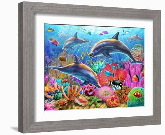 Dolphin Fun-Adrian Chesterman-Framed Art Print