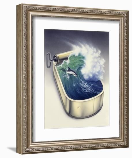 Dolphin in Wave-Harro Maass-Framed Giclee Print