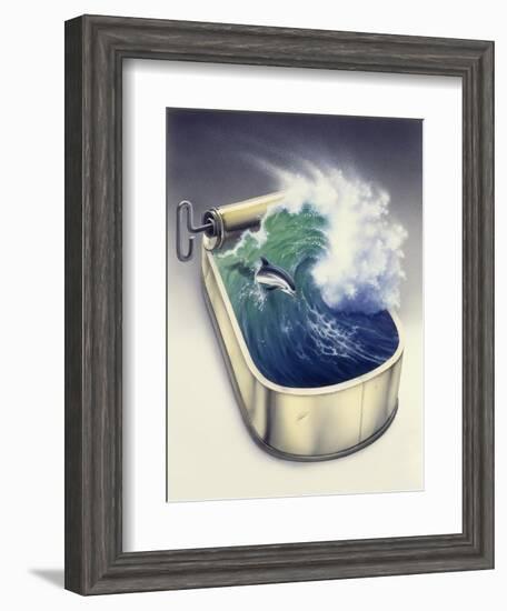 Dolphin in Wave-Harro Maass-Framed Giclee Print