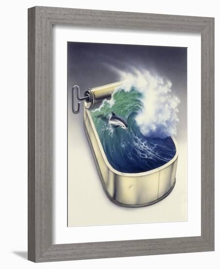 Dolphin in Wave-Harro Maass-Framed Giclee Print