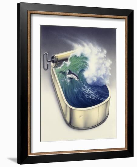 Dolphin in Wave-Harro Maass-Framed Giclee Print