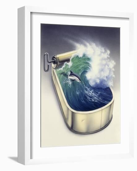 Dolphin in Wave-Harro Maass-Framed Giclee Print