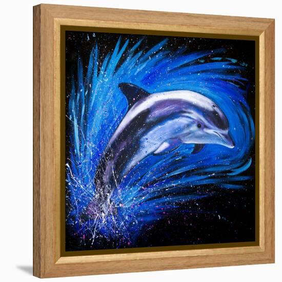 Dolphin Jumping-null-Framed Stretched Canvas