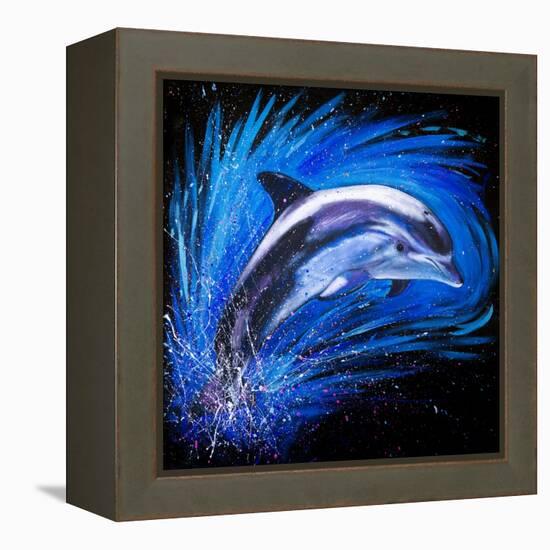 Dolphin Jumping-null-Framed Stretched Canvas