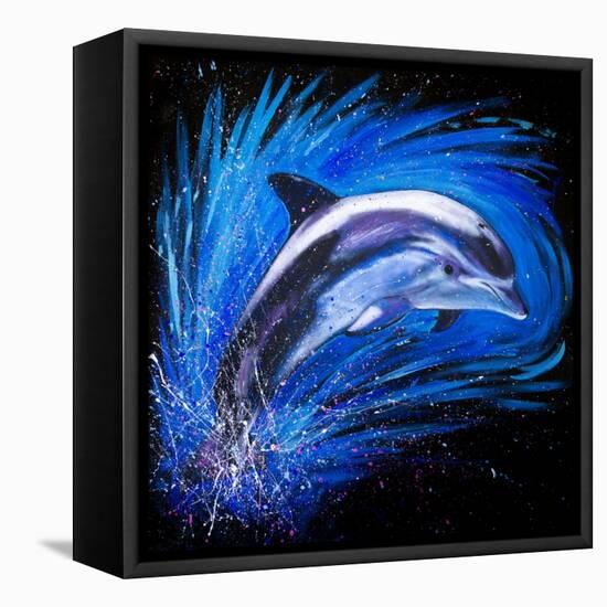 Dolphin Jumping-null-Framed Stretched Canvas