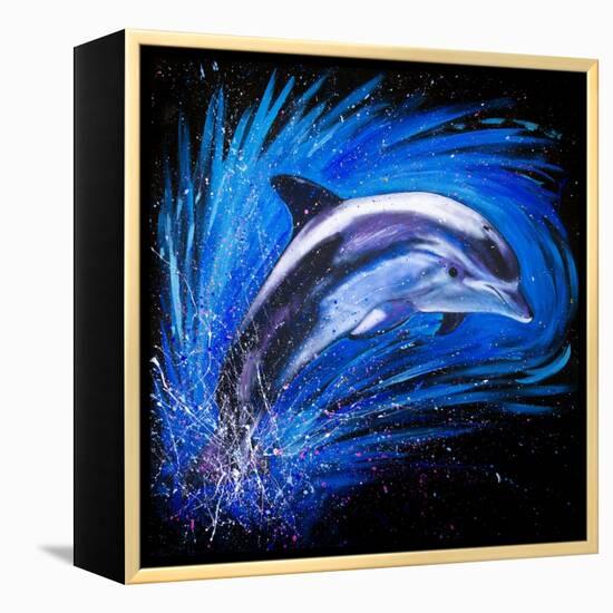 Dolphin Jumping-null-Framed Stretched Canvas