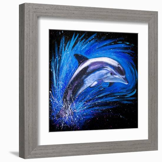 Dolphin Jumping-null-Framed Art Print