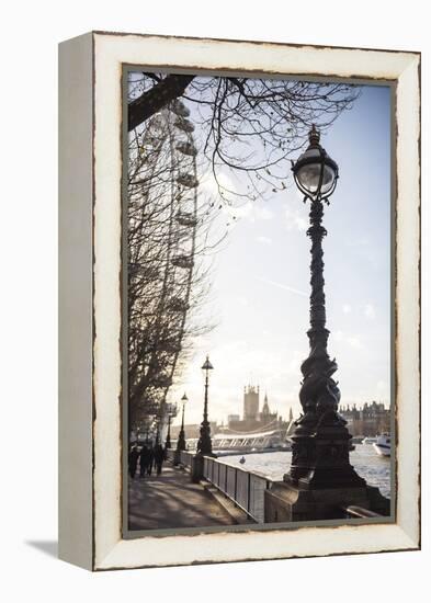 Dolphin Lamp Post, South Bank, London, England, United Kingdom, Europe-Matthew Williams-Ellis-Framed Premier Image Canvas