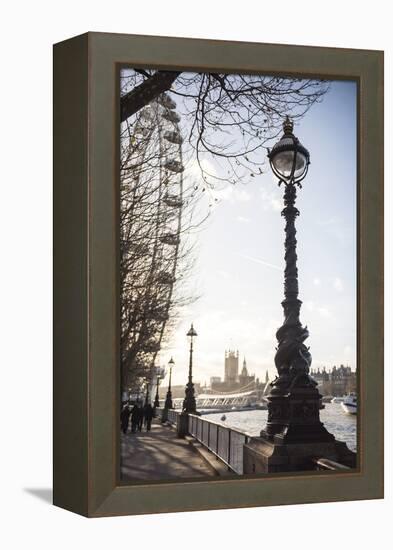 Dolphin Lamp Post, South Bank, London, England, United Kingdom, Europe-Matthew Williams-Ellis-Framed Premier Image Canvas