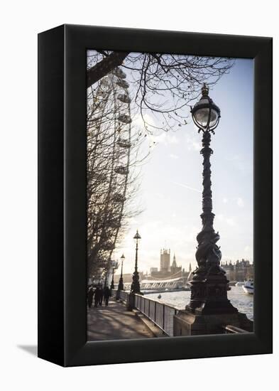 Dolphin Lamp Post, South Bank, London, England, United Kingdom, Europe-Matthew Williams-Ellis-Framed Premier Image Canvas