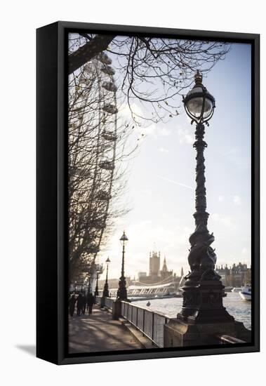 Dolphin Lamp Post, South Bank, London, England, United Kingdom, Europe-Matthew Williams-Ellis-Framed Premier Image Canvas