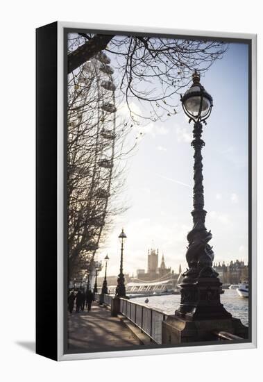 Dolphin Lamp Post, South Bank, London, England, United Kingdom, Europe-Matthew Williams-Ellis-Framed Premier Image Canvas