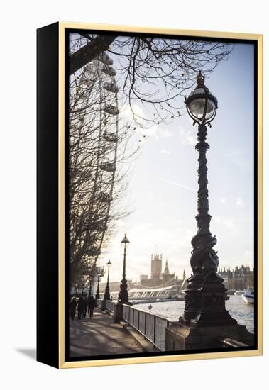 Dolphin Lamp Post, South Bank, London, England, United Kingdom, Europe-Matthew Williams-Ellis-Framed Premier Image Canvas