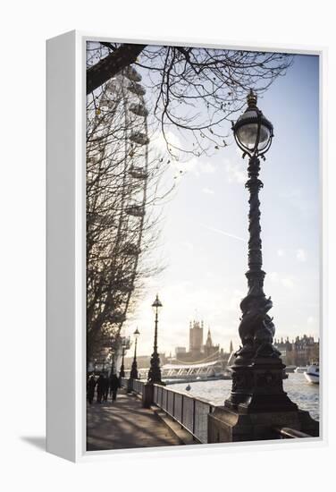 Dolphin Lamp Post, South Bank, London, England, United Kingdom, Europe-Matthew Williams-Ellis-Framed Premier Image Canvas