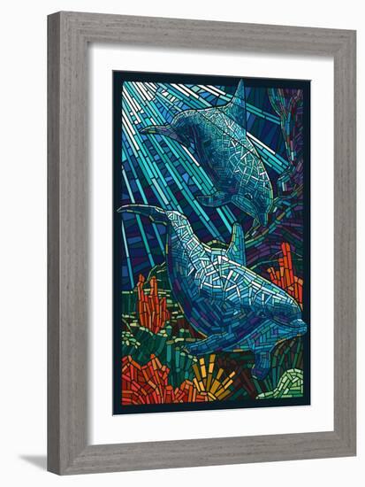 Dolphin - Paper Mosaic-Lantern Press-Framed Premium Giclee Print