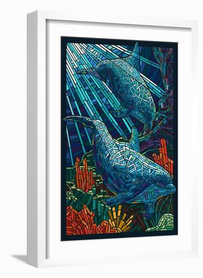 Dolphin - Paper Mosaic-Lantern Press-Framed Premium Giclee Print