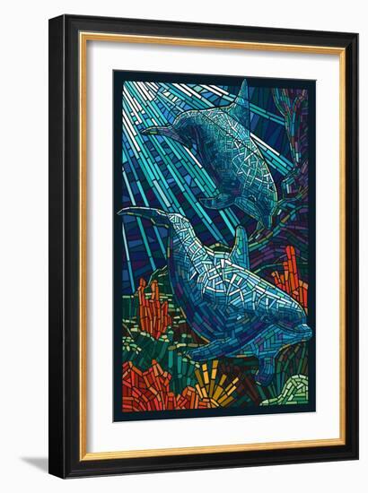 Dolphin - Paper Mosaic-Lantern Press-Framed Art Print