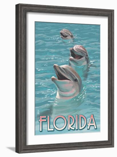 Dolphin Trio - Florida-Lantern Press-Framed Art Print