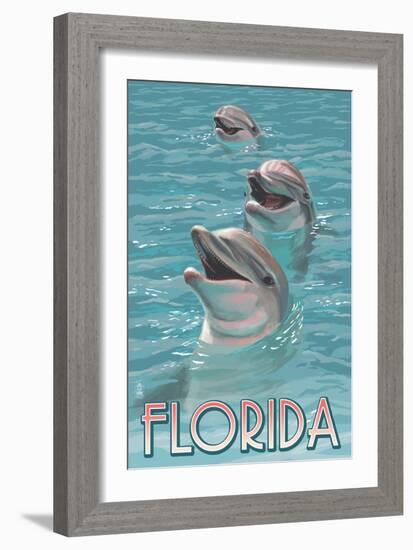 Dolphin Trio - Florida-Lantern Press-Framed Art Print