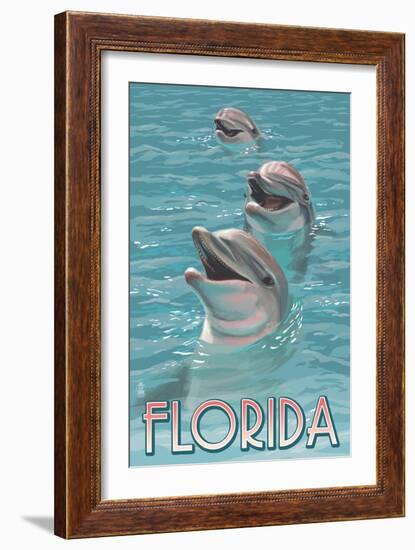 Dolphin Trio - Florida-Lantern Press-Framed Art Print