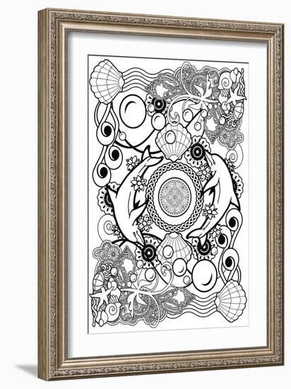 Dolphin, Water Life-Art House Design-Framed Giclee Print