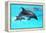 Dolphin With A Baby Floating In The Water-Elena Larina-Framed Premier Image Canvas