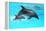 Dolphin With A Baby Floating In The Water-Elena Larina-Framed Premier Image Canvas