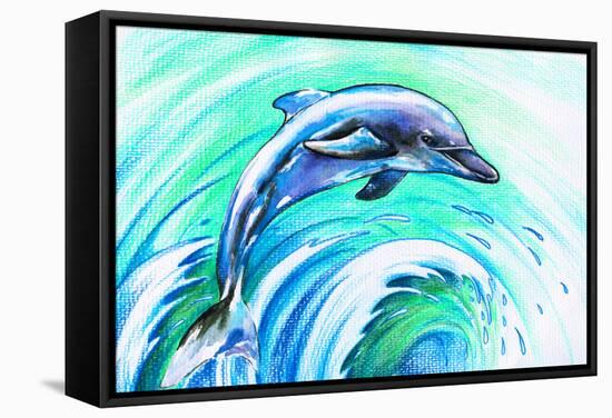 Dolphin-DannyWilde-Framed Stretched Canvas