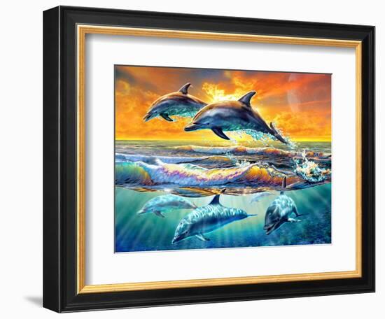 Dolphins at Dawn-Adrian Chesterman-Framed Premium Giclee Print