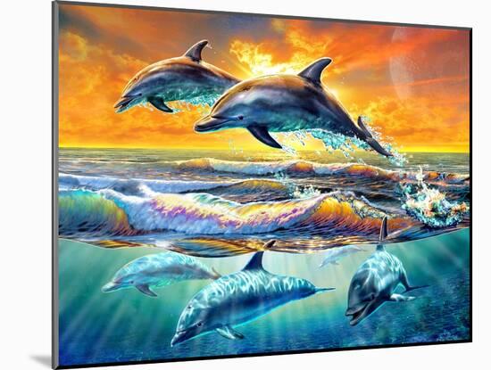 Dolphins at Dawn-Adrian Chesterman-Mounted Art Print