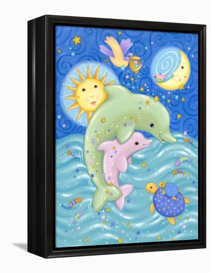 Dolphins at Play-Viv Eisner-Framed Stretched Canvas