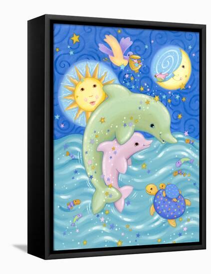 Dolphins at Play-Viv Eisner-Framed Stretched Canvas