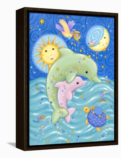 Dolphins at Play-Viv Eisner-Framed Stretched Canvas