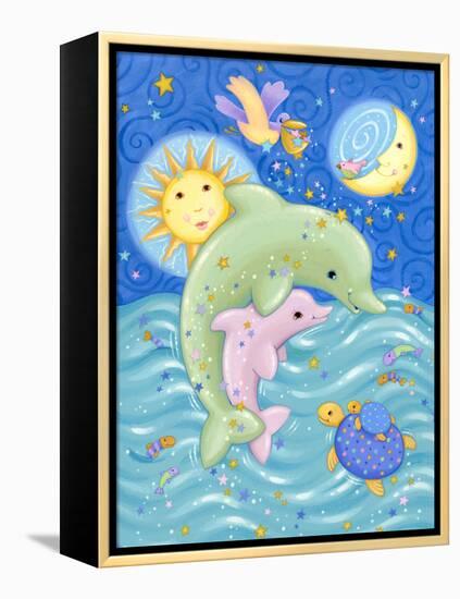 Dolphins at Play-Viv Eisner-Framed Stretched Canvas