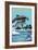 Dolphins Jumping - Seabrook Island, South Carolina-Lantern Press-Framed Premium Giclee Print