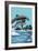 Dolphins Jumping-Lantern Press-Framed Art Print